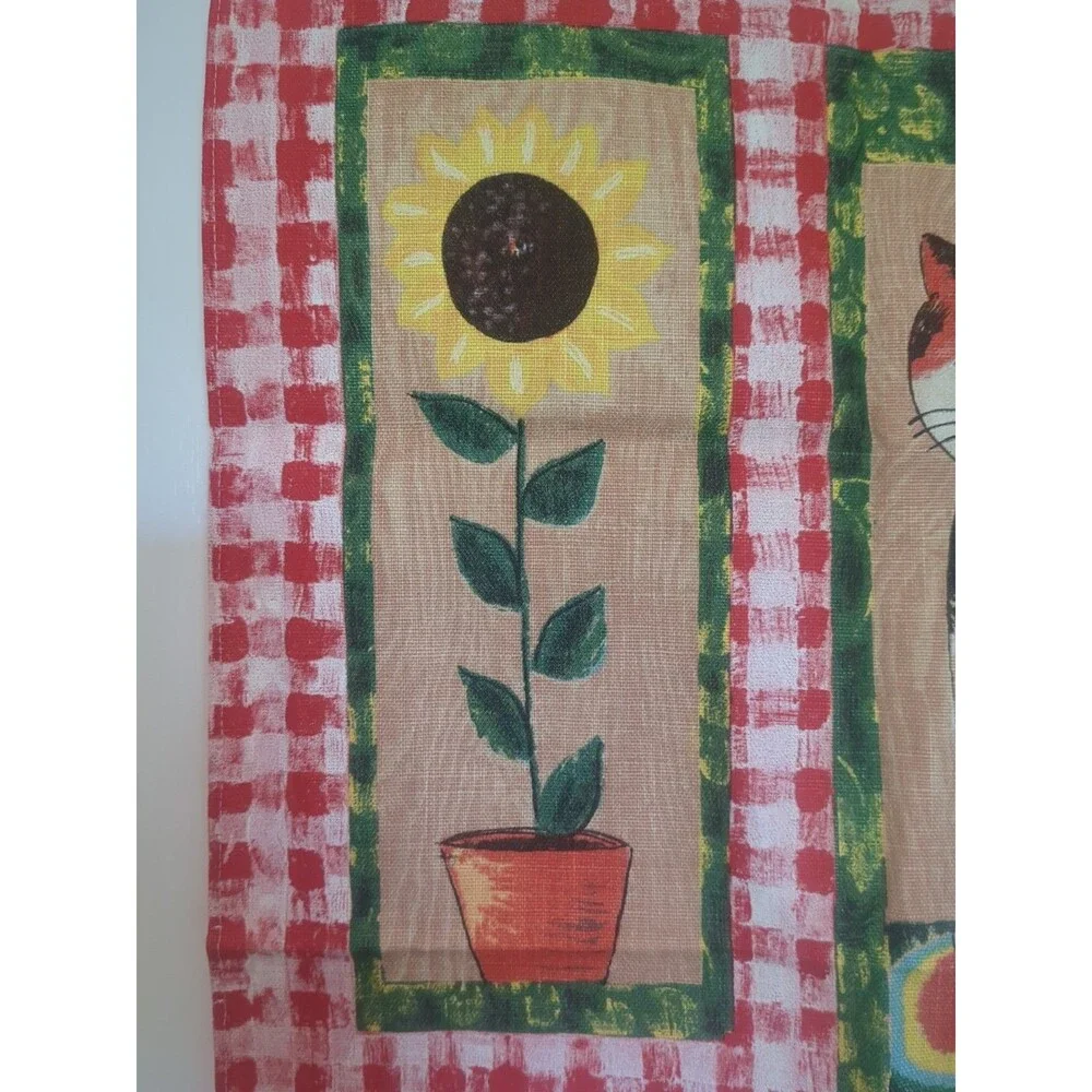 Ulster Weavers Tea Towel Gingham Sunflower CATS Irish Linen Cottage Farm Ireland